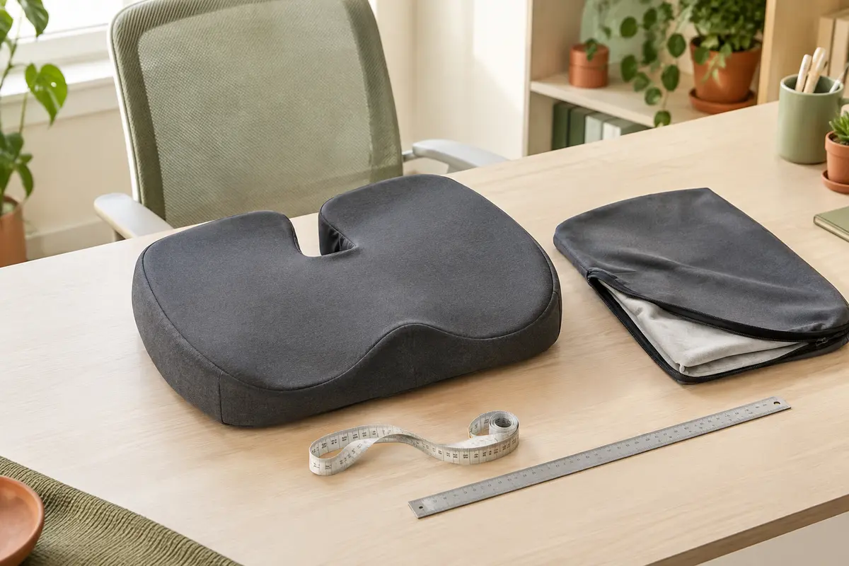 Coussin d’assise ergonomique et housse amovible près d’un mètre ruban pour relever leurs dimensions